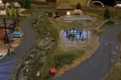 Nゲージレイアウト 農家の物置と住宅の夜景