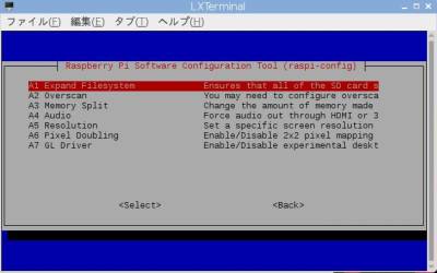 Raspberry Piの「Software Configuration Tool」画面