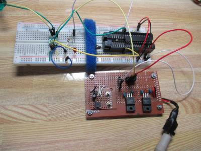 電源回路を作ってI2C通信のテスト中