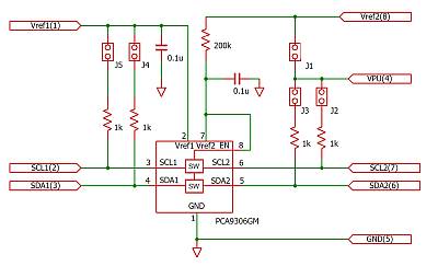 PCA9306を使用した電圧レベル変換モジュール